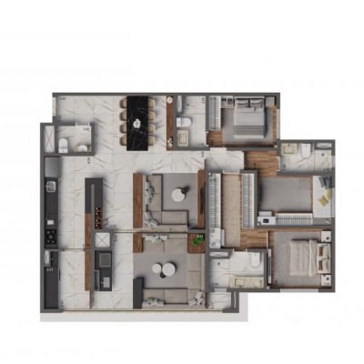 Living Hereditá Alto do Ipiranga - Planta 125m² - Opção living ampliado Living Hereditá Alto do Ipiranga - Planta 125m² - Opção living ampliado