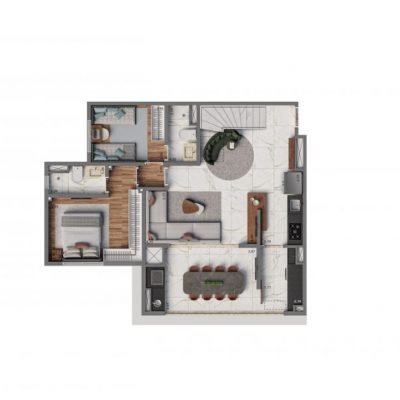 Living Hereditá Alto do Ipiranga - Planta 157m² - duplex inferior Living Hereditá Alto do Ipiranga - Planta 157m² - duplex inferior