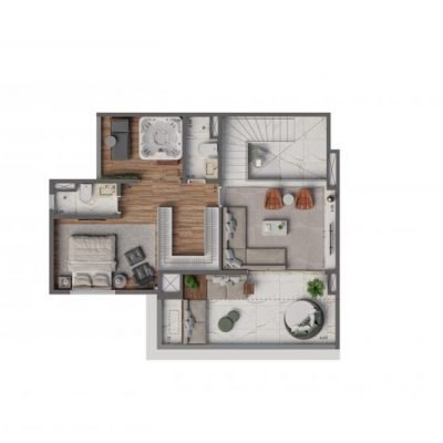 Living Hereditá Alto do Ipiranga - Planta 157m² - duplex superior Living Hereditá Alto do Ipiranga - Planta 157m² - duplex superior