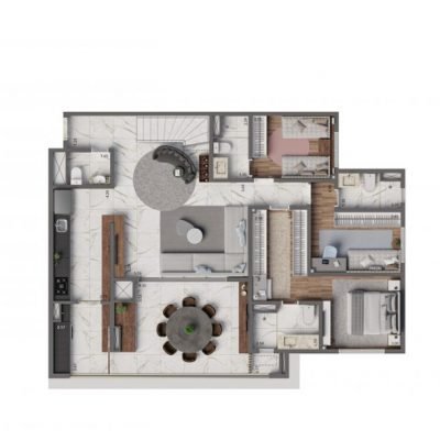 Living Hereditá Alto do Ipiranga - Planta 241m² - duplex inferior Living Hereditá Alto do Ipiranga - Planta 241m² - duplex inferior