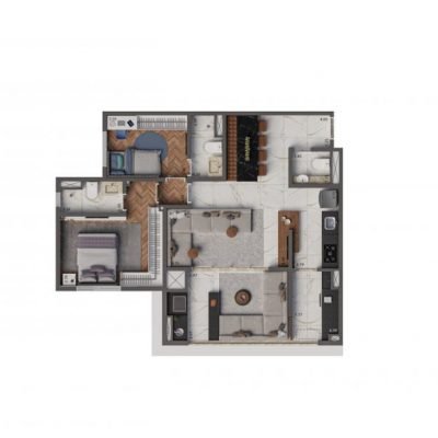 Living Hereditá Alto do Ipiranga - Planta 83m² - Opção living ampliado Living Hereditá Alto do Ipiranga - Planta 83m² - Opção living ampliado