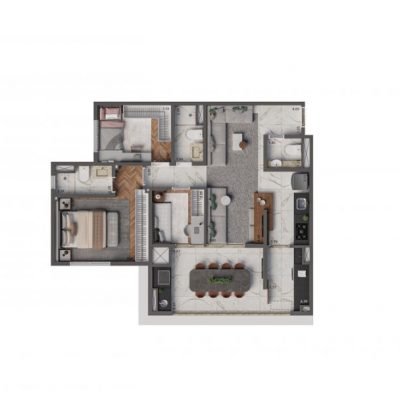 Living Hereditá Alto do Ipiranga - Planta 83m² - Padrão 3 dorms Living Hereditá Alto do Ipiranga - Planta 83m² - Padrão 3 dorms