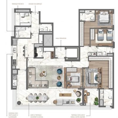 Le Jardin Pinheiros - Planta 212m² - 4 dorms Le Jardin Pinheiros - Planta 212m² - 4 dorms