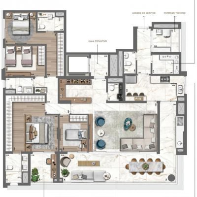 Le Jardin Pinheiros - Planta 213m² - 4 dorms Le Jardin Pinheiros - Planta 213m² - 4 dorms