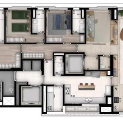Mirage Ibirapuera - Planta 238m² - 3 suítes Mirage Ibirapuera - Planta 238m² - 3 suítes