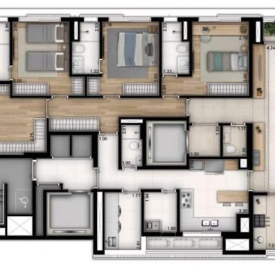 Mirage Ibirapuera - Planta 238m² - 4 suítes Mirage Ibirapuera - Planta 238m² - 4 suítes