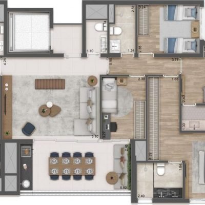 Raízes Premium Mooca - Planta 138m² - Padrão 4 dorms Raízes Premium Mooca - Planta 138m² - Padrão 4 dorms