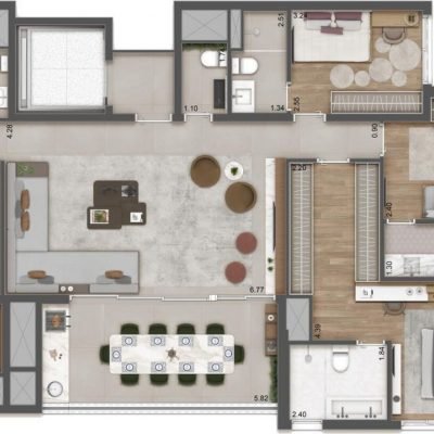 Raízes Premium Mooca - Planta 138m² - Opção 3 suítes Raízes Premium Mooca - Planta 138m² - Opção 3 suítes