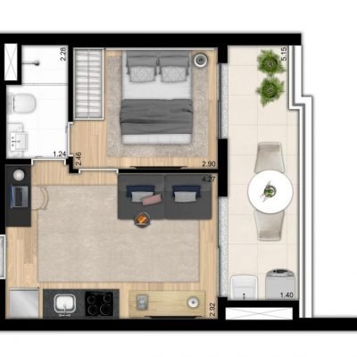 The Collection Paulista Torre Masp - Planta 36m² 1 dorm residencial The Collection Paulista Torre Masp - Planta 36m² 1 dorm residencial