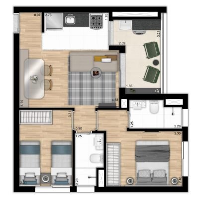 The Collection Paulista Torre Masp - Planta 57m² 2 dorms The Collection Paulista Torre Masp - Planta 57m² 2 dorms