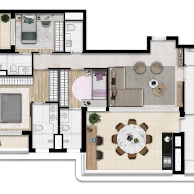 Tucuna 250 Residencial - Planta 115m² - 3 suítes Tucuna 250 Residencial - Planta 115m² - 3 suítes