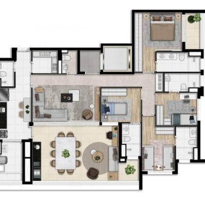 Tucuna 250 Residencial - Planta 158m² - 4 suítes Tucuna 250 Residencial - Planta 158m² - 4 suítes