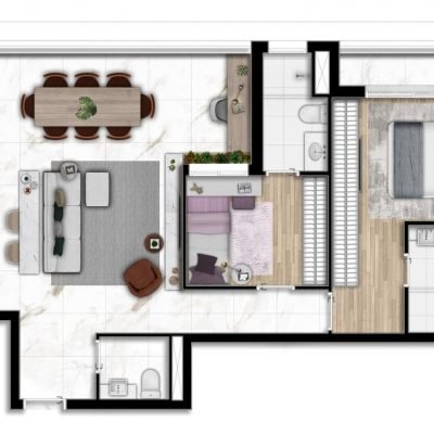 Tucuna 250 Residencial - Planta 78m² - Opção 2 suítes com living ampliado Tucuna 250 Residencial - Planta 78m² - Opção 2 suítes com living ampliado
