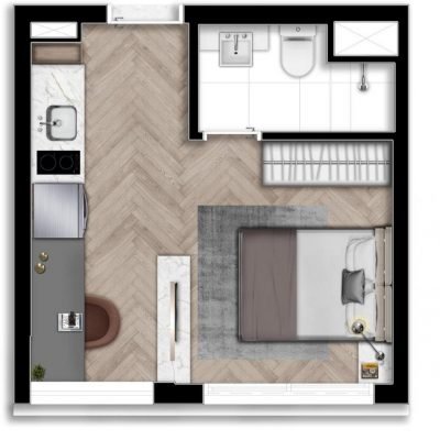 Tucuna 250 Studios - Planta 21m² - NR ampliado Tucuna 250 Studios - Planta 21m² - NR ampliado