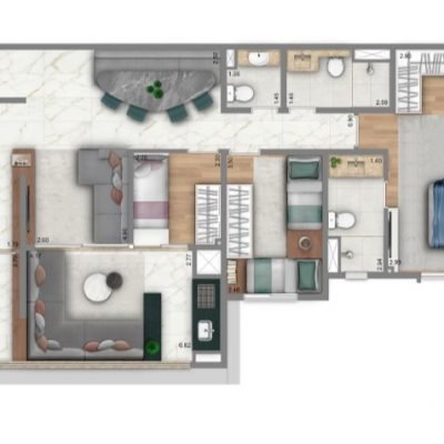 Living Villaggio Tatuapé - Planta 100m² - Tipo 3 dorms Living Villaggio Tatuapé - Planta 100m² - Tipo 3 dorms