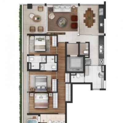 Vinci Moema - Planta 149m² - 3 suítes Vinci Moema - Planta 149m² - 3 suítes