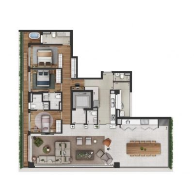 Vinci Moema - Planta 197m² - Opção varanda integrada decorado Vinci Moema - Planta 197m² - Opção varanda integrada decorado