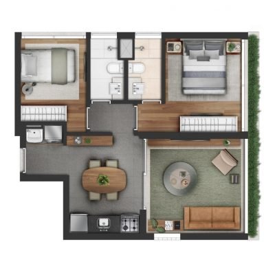 Vinci Moema - Planta 63m² - 2 dorms Vinci Moema - Planta 63m² - 2 dorms