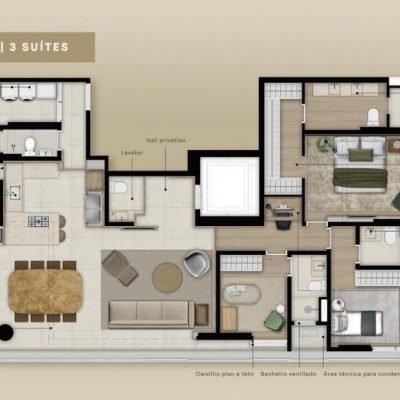 Casa Jardins Jaú by You - Planta 145m² - opção 3 suítes Casa Jardins Jaú by You - Planta 145m² - opção 3 suítes
