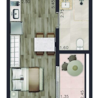 Maison Perdizes Apartments - Planta 25m² - studio NR Maison Perdizes Apartments - Planta 25m² - studio NR