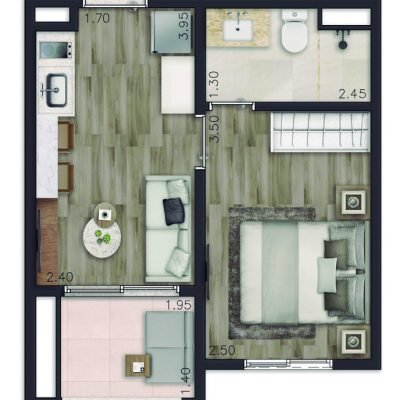 Maison Perdizes Apartments - Planta 28m² - 1 dormitório Maison Perdizes Apartments - Planta 28m² - 1 dormitório