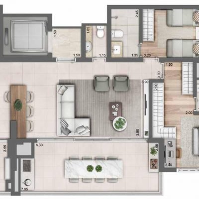 Maison Perdizes Residences - Planta 115m² - 2 suítes opção Maison Perdizes Residences - Planta 115m² - 2 suítes opção