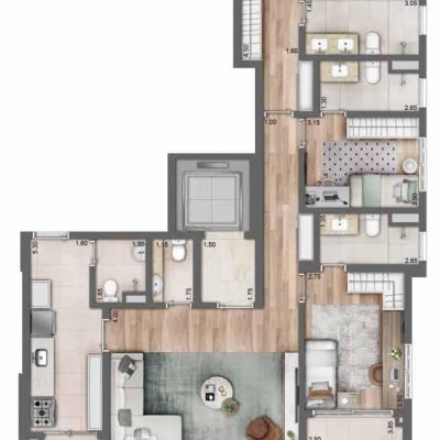 Maison Perdizes Residences - Planta 142m² - 3 suítes Maison Perdizes Residences - Planta 142m² - 3 suítes