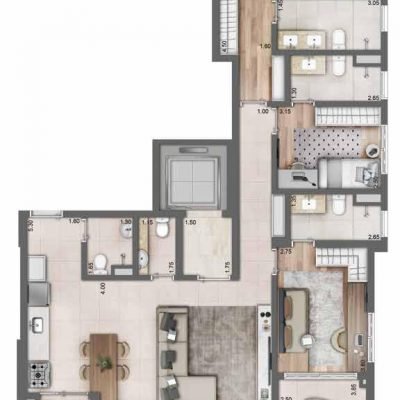 Maison Perdizes Residences - Planta 142m² - 3 suítes opção cozinha aberta Maison Perdizes Residences - Planta 142m² - 3 suítes opção cozinha aberta