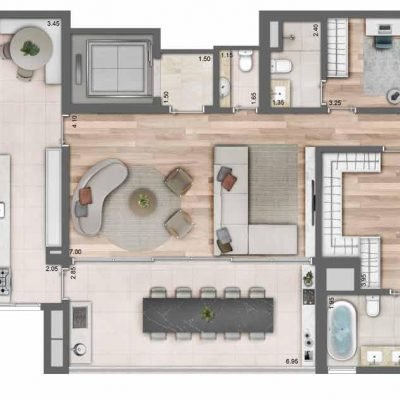 Maison Perdizes Residences - Planta 162m² - 3 suítes opção Maison Perdizes Residences - Planta 162m² - 3 suítes opção