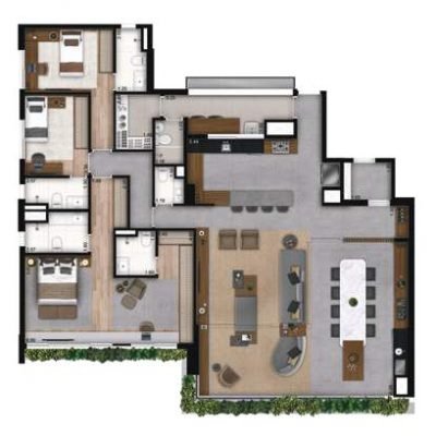 Atypic Brooklin - Planta 201m² - Jacarandá 3 suítes espaço multiuso Atypic Brooklin - Planta 201m² - Jacarandá 3 suítes espaço multiuso