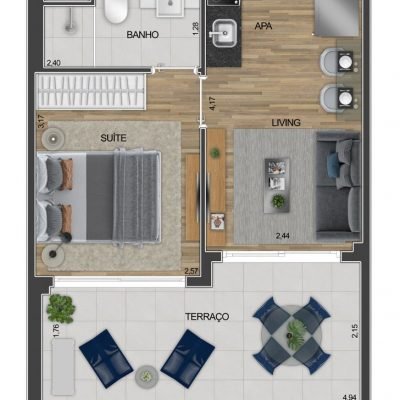 Level Brooklin - Planta 35m² - 1 dorm Level Brooklin - Planta 35m² - 1 dorm