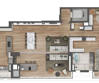 Portugal 587 - Planta 213m² - 3 suítes opção suíte master ampliada Portugal 587 - Planta 213m² - 3 suítes opção suíte master ampliada