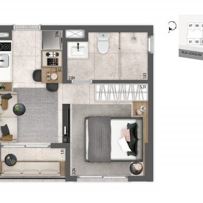 Today Joaquim Távora - Planta 27m² - Studio NR Today Joaquim Távora - Planta 27m² - Studio NR