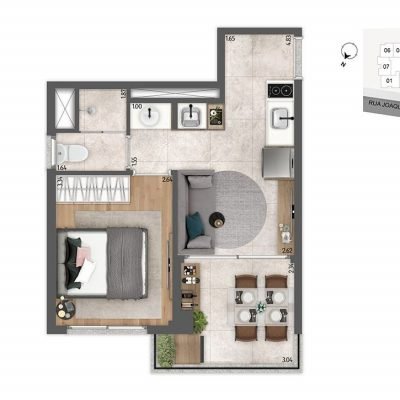 Today Joaquim Távora - Planta 33m² - 1 dormitório Today Joaquim Távora - Planta 33m² - 1 dormitório