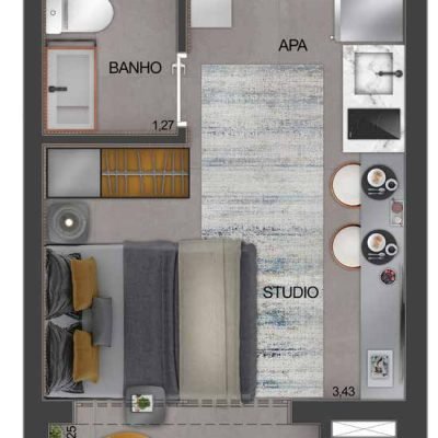 Movi Campo Belo - Planta 22m² - Studio Movi Campo Belo - Planta 22m² - Studio