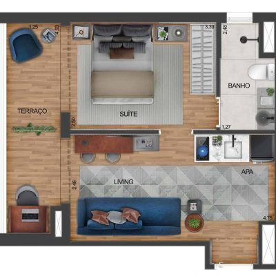 Movi Campo Belo - Planta 35m² - 1 dormitório Movi Campo Belo - Planta 35m² - 1 dormitório