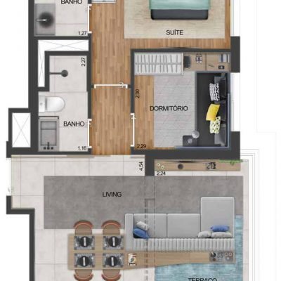 Movi Campo Belo - Planta 51m² - 2 dormitórios Movi Campo Belo - Planta 51m² - 2 dormitórios