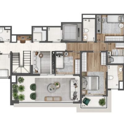 Verdant Parque Resort - Planta 261m² - Duplex inferior | 4 dorms Verdant Parque Resort - Planta 261m² - Duplex inferior | 4 dorms