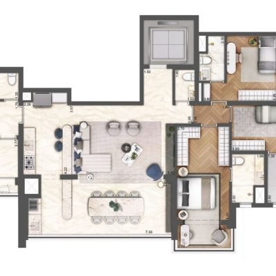 Green View Butantã Residence - Planta 132m² - 3 suítes Green View Butantã Residence - Planta 132m² - 3 suítes