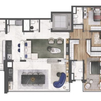 Green View Butantã Residence - Planta 159m² - 3 suítes com living ampliado Green View Butantã Residence - Planta 159m² - 3 suítes com living ampliado