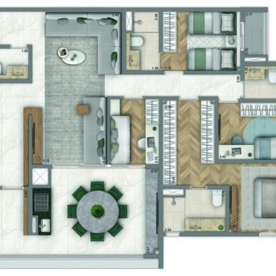 Living Duett Mooca - Planta 126m² - 4 dorms Living Duett Mooca - Planta 126m² - 4 dorms