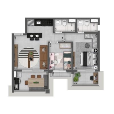 Máden Vila Madalena - Planta 68m² - 2 dorms Máden Vila Madalena - Planta 68m² - 2 dorms