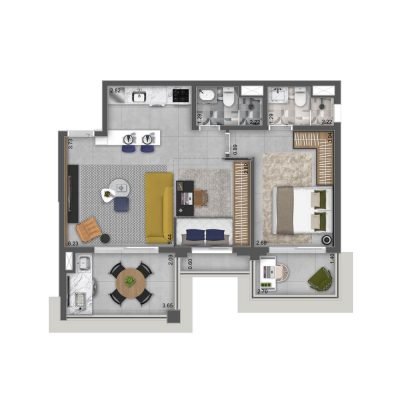Máden Vila Madalena - Planta 68m² - 1 dorm | Opção living ampliado Máden Vila Madalena - Planta 68m² - 1 dorm | Opção living ampliado
