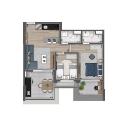 Máden Vila Madalena - Planta 69m² - 2 dorms Máden Vila Madalena - Planta 69m² - 2 dorms