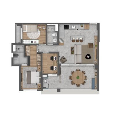 Máden Vila Madalena - Planta 92m² - 3 dorms | Opção decorado Máden Vila Madalena - Planta 92m² - 3 dorms | Opção decorado