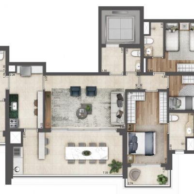 Green View Butantã Residence - Planta 132m² - 3 suítes padrão Green View Butantã Residence - Planta 132m² - 3 suítes padrão