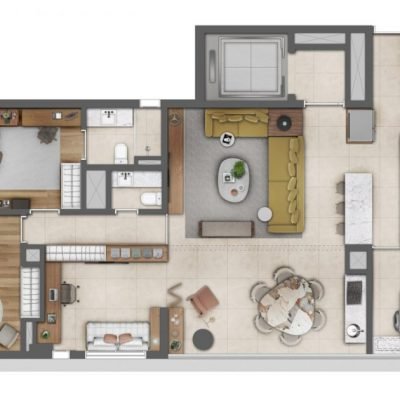 Leaf Loefgren - Planta 125m² - Opção | 2 suítes com living ampliado e home office | Final 4 Leaf Loefgren - Planta 125m² - Opção | 2 suítes com living ampliado e home office | Final 4