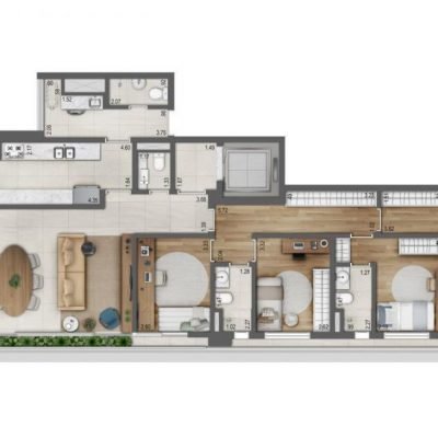 Leaf Loefgren - Planta 165m² - Padrão | 4 dorms Leaf Loefgren - Planta 165m² - Padrão | 4 dorms