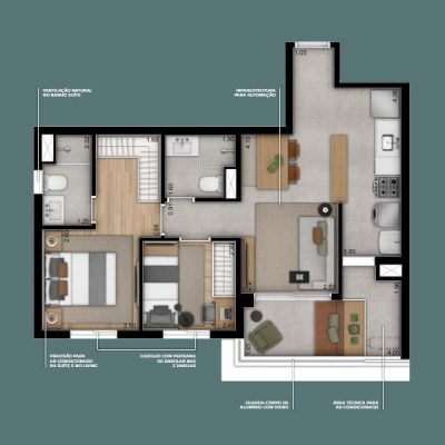 Moa 292 Residencial - Planta 60m² - 2 dormitórios Moa 292 Residencial - Planta 60m² - 2 dormitórios