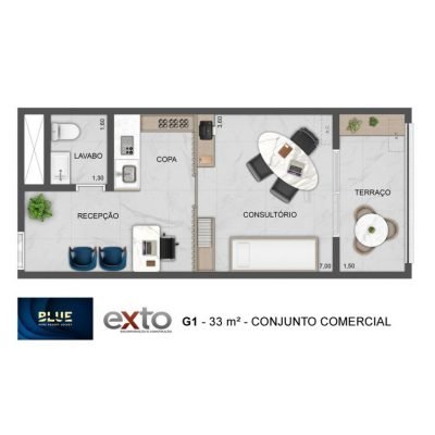 Blue Home Resort Jockey - Planta 33m² - Sala comercial Blue Home Resort Jockey - Planta 33m² - Sala comercial